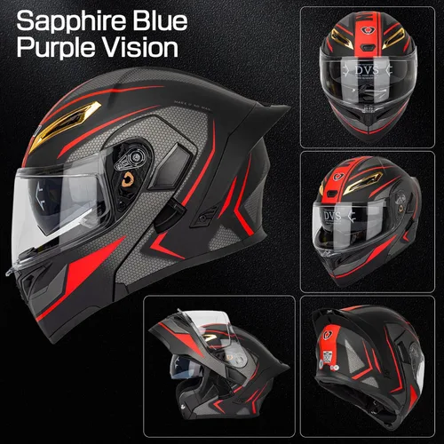 Miniatura 5 de Casco modular Bluetooth para motocicleta, certificado DOT, abatible, de cara completa, antivaho, doble máscara, casco de motocicleta de calle