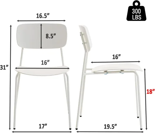 Miniatura 3 de Sidanli Juego de 4 sillas apilables para sala de conferencias, sillas de recepción con asiento de plástico, sillas apilables para espera, sala