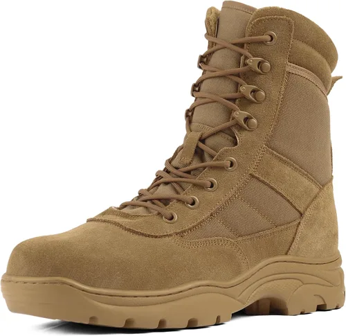 Miniatura 10 de Botas tácticas militares de combate para hombre, con cremallera lateral, botas de trabajo para el ejército y la policía, antideslizantes para tareas