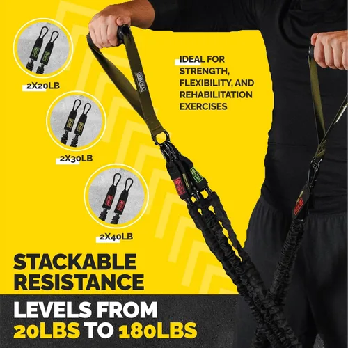 Miniatura 5 de Tube Resistance Bands for Working Out Men and Women - 180lb Exercise Bands Set with Handles, Resistance Band Bar, Ankle Straps, Foot Straps, Door