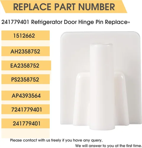 Miniatura 4 de 241779401 Pin de bisagra para puerta de refrigerador compatible con Frigidaire Electrolux Kenmore puerta de refrigerador 1512662 AP4393564 AH2358752