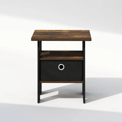 Miniatura 5 de Furinno TIDUR - Mesita de noche, diseño con estante abierto y cajón de almacenamiento, mesa de noche, mesa auxiliar, mesa de arrime, para recámara