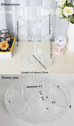 Miniatura 7 de Organizador de perfumes, organizador de maquillaje giratorio de 360 grados, caja de almacenamiento de cosméticos de diamante, estante giratorio