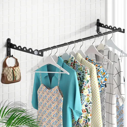 Estante de secado de ropa para colgar en la pared, para colgar ropa, organización y almacenamiento de lavandería, organizador de armario plegable