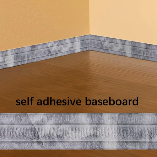 Miniatura 4 de Yutianli Moldura de Corona Despegar y Pegar Borde de Papel Tapiz Base de Pared Flexible Moldura Trim Zócalo de Vinilo Autoadhesivo Mármol Gris Gris