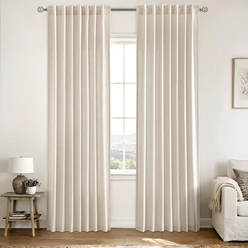 Miniatura 3 de MIULEE 2 paneles de cortinas de lino de privacidad que no se transparentan, cortinas filtrantes de luz, cortinas texturizadas con pestaña trasera
