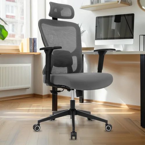 Miniatura 11 de Silla de oficina ergonómica - Silla de oficina de malla de 159 kg con soporte lumbar ajustable, silla de computadora de respaldo alto con Caqui