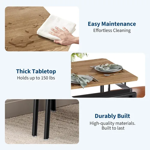 Miniatura 3 de Garvee Juego de mesa de comedor para 4, mesa de comedor y sillas de madera de 5 piezas, 4 sillas tapizadas de poliuretano, juego de comedor moderno