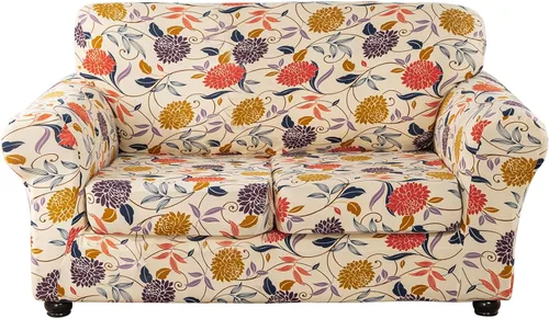 Miniatura 13 de Lamberia Funda de sofá estampada de alta elasticidad, Fundas elásticas para sofá de 2 piezas, Funda elástica para sillón con una funda de cojín Verde