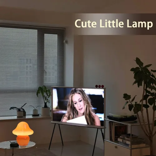 Miniatura 5 de HEQET Lámpara de hongo naranja de vidrio para mesa, lámpara de hongo para dormitorios, sala de estar, lámparas estéticas para dormitorio, linda