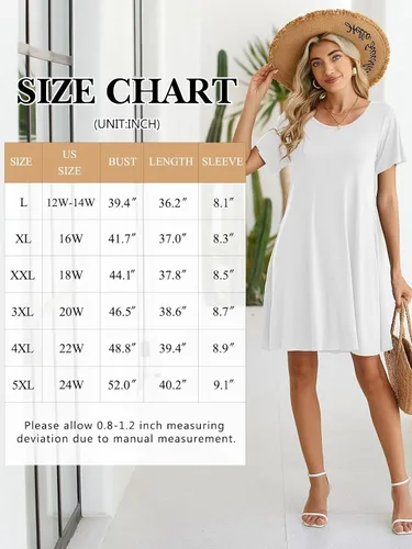 Miniatura 6 de BELAROI - Vestido informal de verano para mujer, vestido con vuelo de mangas cortas, estilo túnica