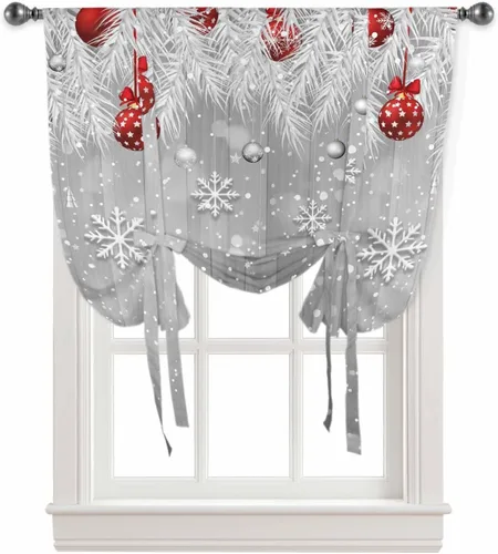 Miniatura 14 de Cortinas de globo de Navidad de Papá Noel rosa para ventanas, paneles de dormitorio de árbol de Navidad de 54 pulgadas de largo, con aislamiento