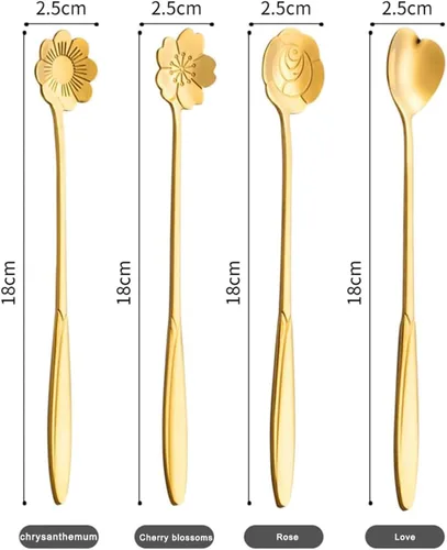 Miniatura 3 de Juego de 4 cucharaditas de café de 7 pulgadas, cucharas de café para bebidas, para postre, café, helado, té (dorado)