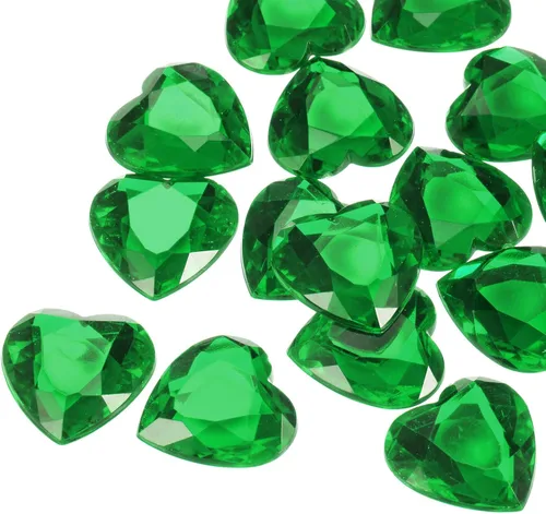 Miniatura 12 de MECCANIXITY 20 piezas de diamantes de imitación acrílicos de corazón de 0.787 pulgadas (0.787 in) con parte trasera plana, gemas de plástico