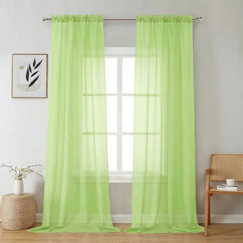 Miniatura 202 de Aiyufeng 2 paneles de cenefa transparente negra de 14 pulgadas de largo, cortinas cortas negras transparentes para dormitorio, cortinas de cocina