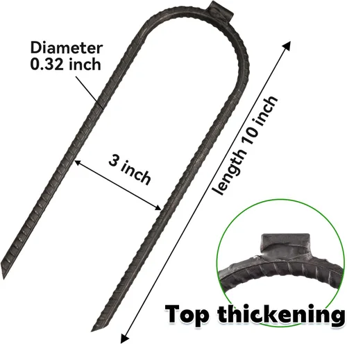 Miniatura 2 de Trampolín de refuerzo extra grande de 10 x 3 pulgadas, estacas de viento de seguridad, estaca en U de acero resistente, color negro