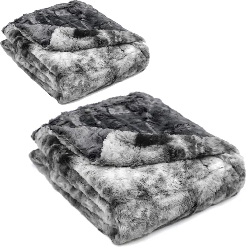 Miniatura 13 de Doublesoft - Manta de Tiro de Piel Sintética de Gran Tamaño, 50"x65" Azul Escarcha Suave Difusa Esponjosa Acogedora de Felpa Peluda Cómoda Cálida