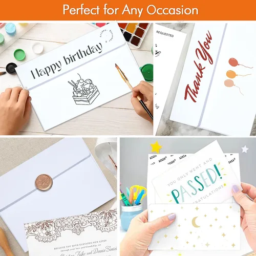 Miniatura 4 de Sobres de invitación A9, paquete de 50 sobres de 5 3/4 x 8 3/4 pulgadas, autoadhesivos imprimibles para tarjetas de 5 x 8 pulgadas, color blanco