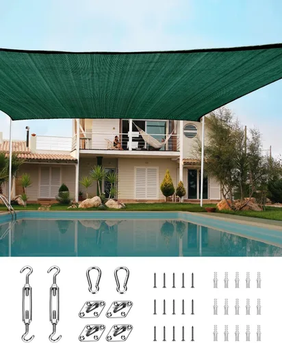 Miniatura 35 de Toldo Quictent de polietileno de alta densidad, 6.53 oz/m², rectangular, para exteriores, 98 % protección UV, kit de herramientas, sombra para patio