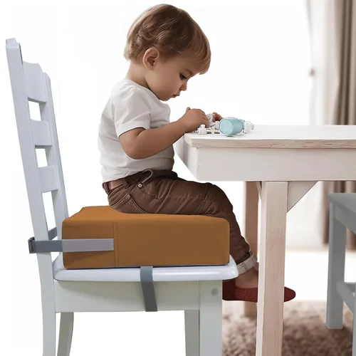 Miniatura 9 de Eiury Asiento elevador para bebé para mesa de comedor y silla de cocina, cojín de PU impermeable y antiarañazos, parte inferior antideslizante