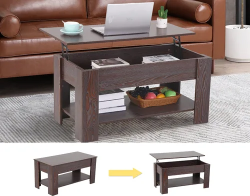 Miniatura 11 de Mesa auxiliar moderna, blanca, elevadora, madera, estante de almacenamiento, 28 x 28 x 24 pulgadas Blanco