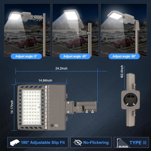 Miniatura 8 de KUKUPPO Luz LED de estacionamiento de 200 W, luz de poste de estacionamiento de grado industrial con certificación DLC UL, luz LED caja de zapatos