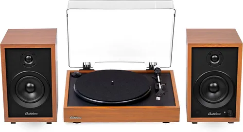 Miniatura 10 de Electrohome Montrose Record Player Stereo System, 4" Bluetooth Powered Bookshelf Speakers, Belt-Drive Turntable with Audio-Technica Stylus, Speed