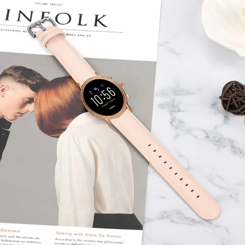 Miniatura 4 de 200 correas compatibles con Fossil Julianna Hr, correa de repuesto de piel auténtica suave clásica para Fossil Julianna HR/Fossil Carlyle Smartwatch