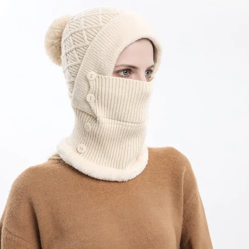 Miniatura 7 de Pasamontañas para mujer, visera de una sola pieza, gorro de cráneo, bufanda de cuello, bufanda de esquí, nieve, invierno, gorro de forro polar