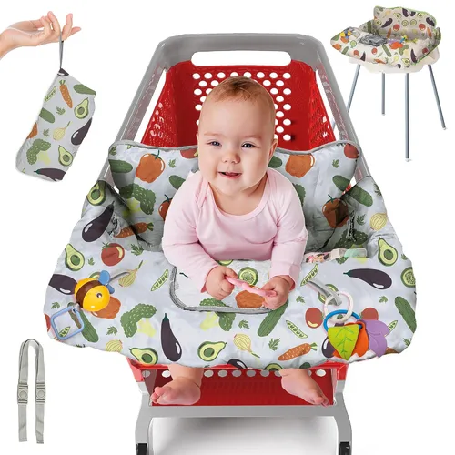 Miniatura 12 de PILLANI Funda para carrito de compras para bebé, funda para silla alta para asiento de restaurante - Funda para carrito de supermercado para bebé