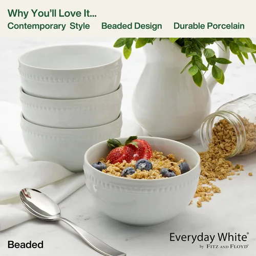 Miniatura 8 de Everyday White Tazones de sopa y cereales de porcelana de 26 onzas