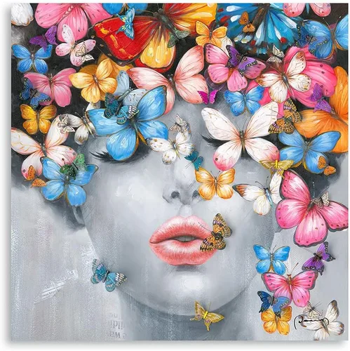 B BLINGBLING Decoración de pared de mariposa regalo para mujeres: lienzo de mariposas de colores, póster de arte de pared gris para mujer, pintura