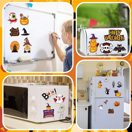 Miniatura 6 de JULMELON Imanes de Halloween, 22 unidades, imanes de calabaza, fantasmas, murciélagos, accesorios de decoración para suministros de fiesta
