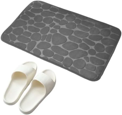 Miniatura 5 de Alfombra antideslizante de Baño con Relieve de Adoquines, Alfombras Antideslizantes En Lavabo, Alfombra De Suelo Lateral De Bañera, Felpudo De