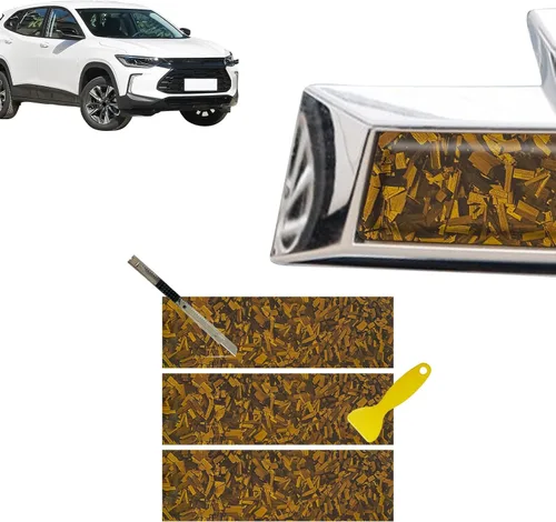 Miniatura 22 de QianBao Compatible con envoltura de vinilo de fibra de carbono de 11.8 x 4 pulgadas, kit de envoltura de emblema Chevy Bowtie con espátula y Negro 6