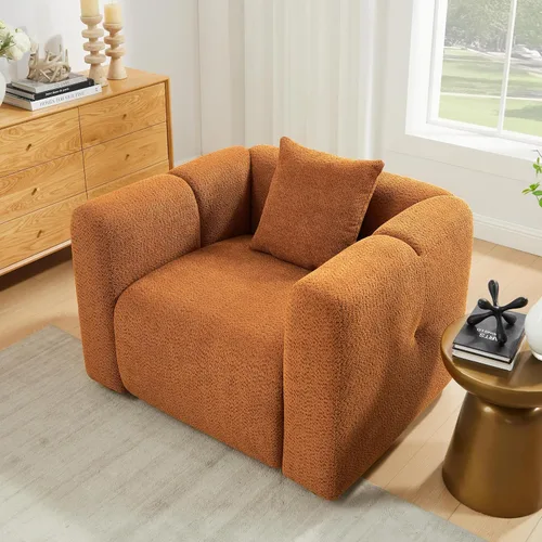Miniatura 5 de VANOMi Los juegos de muebles de sala de estar incluyen sofá de 95 pulgadas y sillones de 42 pulgadas, sofá tapizado Boucle de gran tamaño con Curry