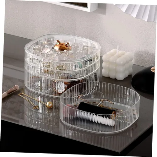 Miniatura 2 de Caja organizadora de joyas apilable transparente con múltiples compartimentos, contenedor de almacenamiento de joyas para aretes, collares