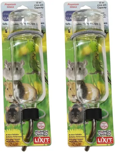 Lixit Botellas de Agua con Lado Plano a Prueba de Mordidas para Conejos, Hurones, Ratas, Pájaros, Hámsters, Cobayas, Chinchillas, Jerbos y Otros