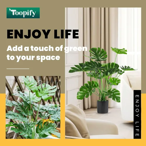 Miniatura 5 de Toopify 28" Paquete de 2 Plantas Artificiales Grandes Palmera Artificial en Maceta para Decoración de Interior y Exterior del Hogar y Oficina