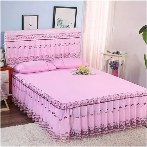 Miniatura 17 de OTBK Falda de cama individual blanca con volantes y borlas, estilo bohemio, falda de cama con encaje, volantes, floral, Shabby Chic juegos de ropa