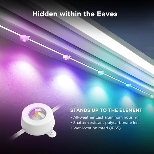 Miniatura 2 de Feit Electric - Luces exteriores permanentes inteligentes RGBIC con luz de cadena de blanco ajustable, luces LED de Navidad de 50 pies, WiFi
