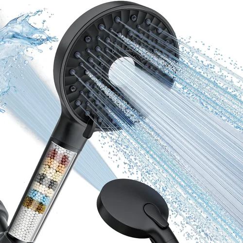 Magichome Cabezal de ducha con mano, cabezal de ducha cromado desmontable de 10 pulverizaciones de alta presión con manguera de acero inoxidable,