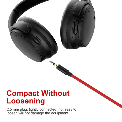 Miniatura 4 de Toxaoii QC45 - Cable de audio en espiral compatible con auriculares Bose QuietComfort QC 45, QC35 II, QC 35, OE2 OE2i Soundlink SoundTrue con Rojo