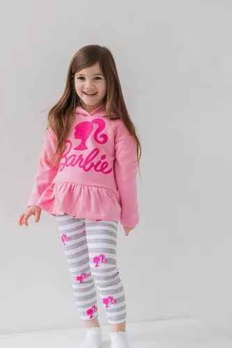 Miniatura 3 de Barbie Conjunto de sudadera con capucha y leggings de forro polar para niñas pequeñas y grandes