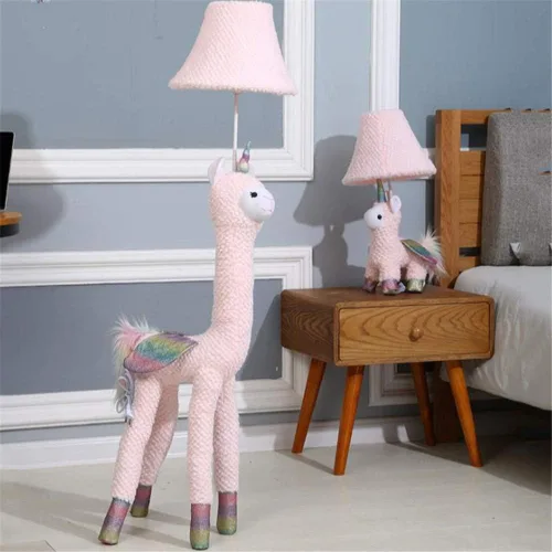 RUNNUP Lámpara de pie Tela 1 Luz Habitación Infantil Unicornio de dibujos animados Lámpara de pie Creativa Moderna Minimalista Iluminación de pie en