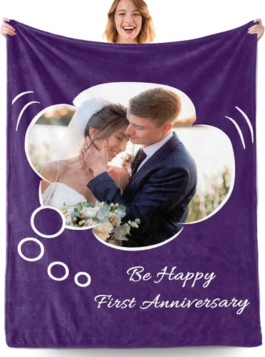 Miniatura 18 de Manta personalizada con fotos, manta personalizada con fotos con texto en inglés "I Love You", regalo de cumpleaños para novia, novio, esposa