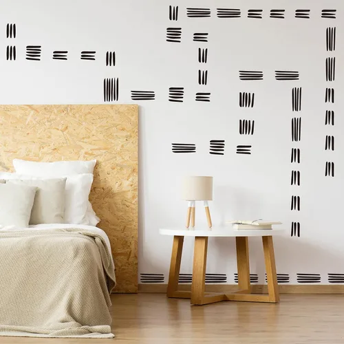 Miniatura 4 de Chinco 264 calcomanías de pared de línea negra, modernas calcomanías de pared bohemias para oficina en casa, dormitorio, guardería, sala de estar