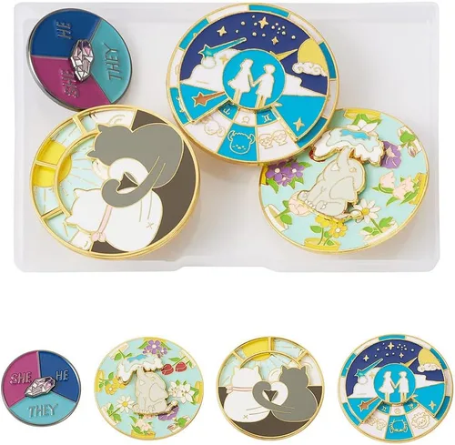 Pandahall - Broches esmaltados de aleación con varios temas, broche de solapa, juego de pines esmaltados
