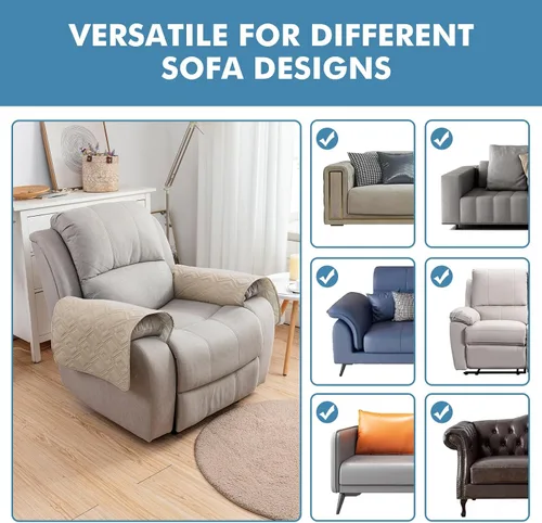 Miniatura 6 de Genina Juego de 2 Fundas de Reposabrazos para Sofá 100% Impermeables, Fundas para Reposabrazos de Sofá, Sillón, Protectores Antideslizantes