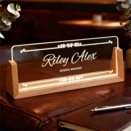 Miniatura 13 de Placa de identificación personalizada con luz para escritorio, letrero de oficina personalizado para empleados profesionales, regalos